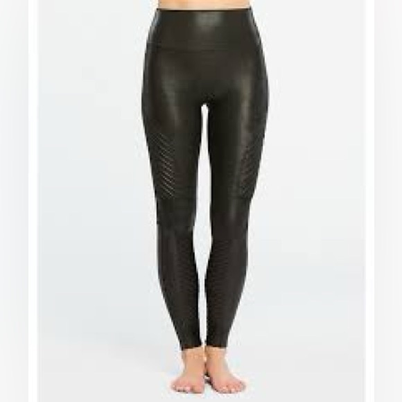 SPANX Faux Leather Shiny MOTO LEGGINGS BLACK-Size Small Excellent Condition! - Picture 10 of 11